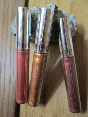 Sephora Cream Lip Shine Metals Trio — Spicy Brownie, Gold Option, Frosty Peach